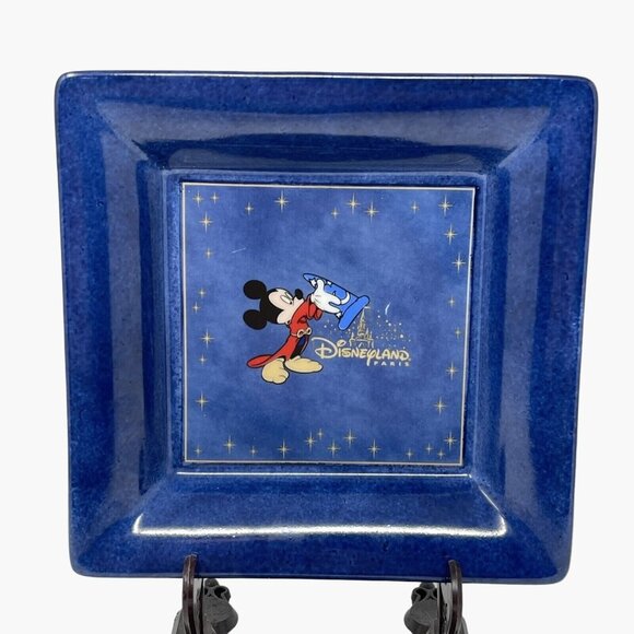 Disneyland Paris Sorcerer Fantasia Mickey Artoria Limoges 6x6  LE 2700 dish - Picture 1 of 6